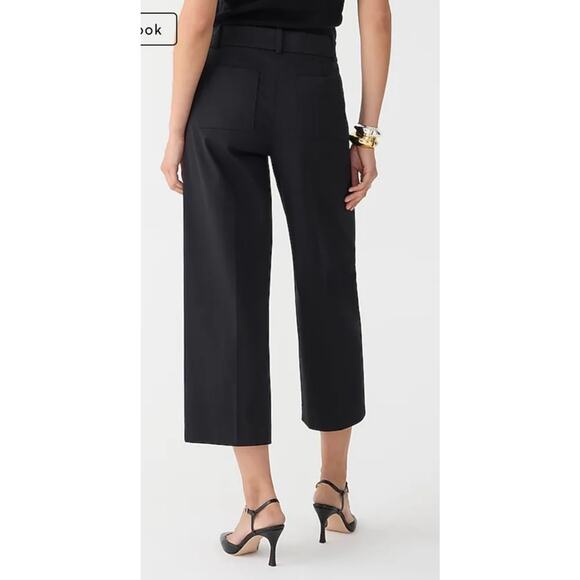 NWT J. Crew Sydney Pants Size 0P Black Wide Cropped Petite Stretch BF405 - Picture 5 of 16